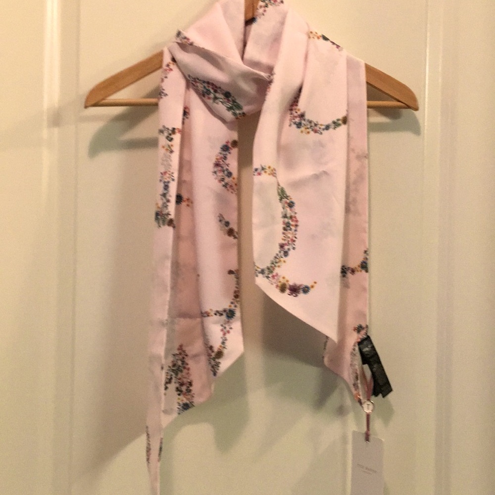 Ted Baker Unity Floral Skinny Scarf Nude Pink